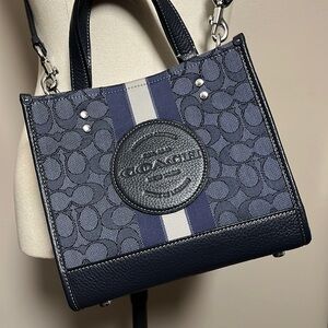 Coach Dempsey Tote Crossbody Bag Navy Blue
